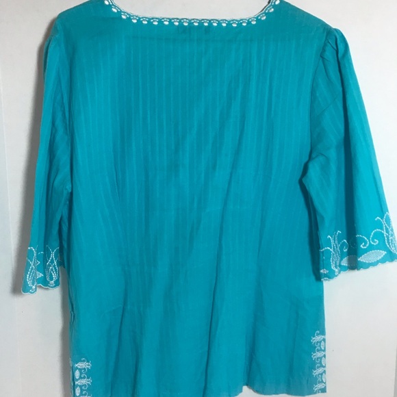 Banana Republic PM Embroidered Turquoise Top NWOT - Picture 4 of 7